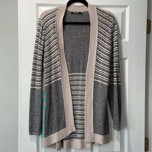NIC + ZOE Flared Striped Cotton Blend Open Front Cardigan. Size M